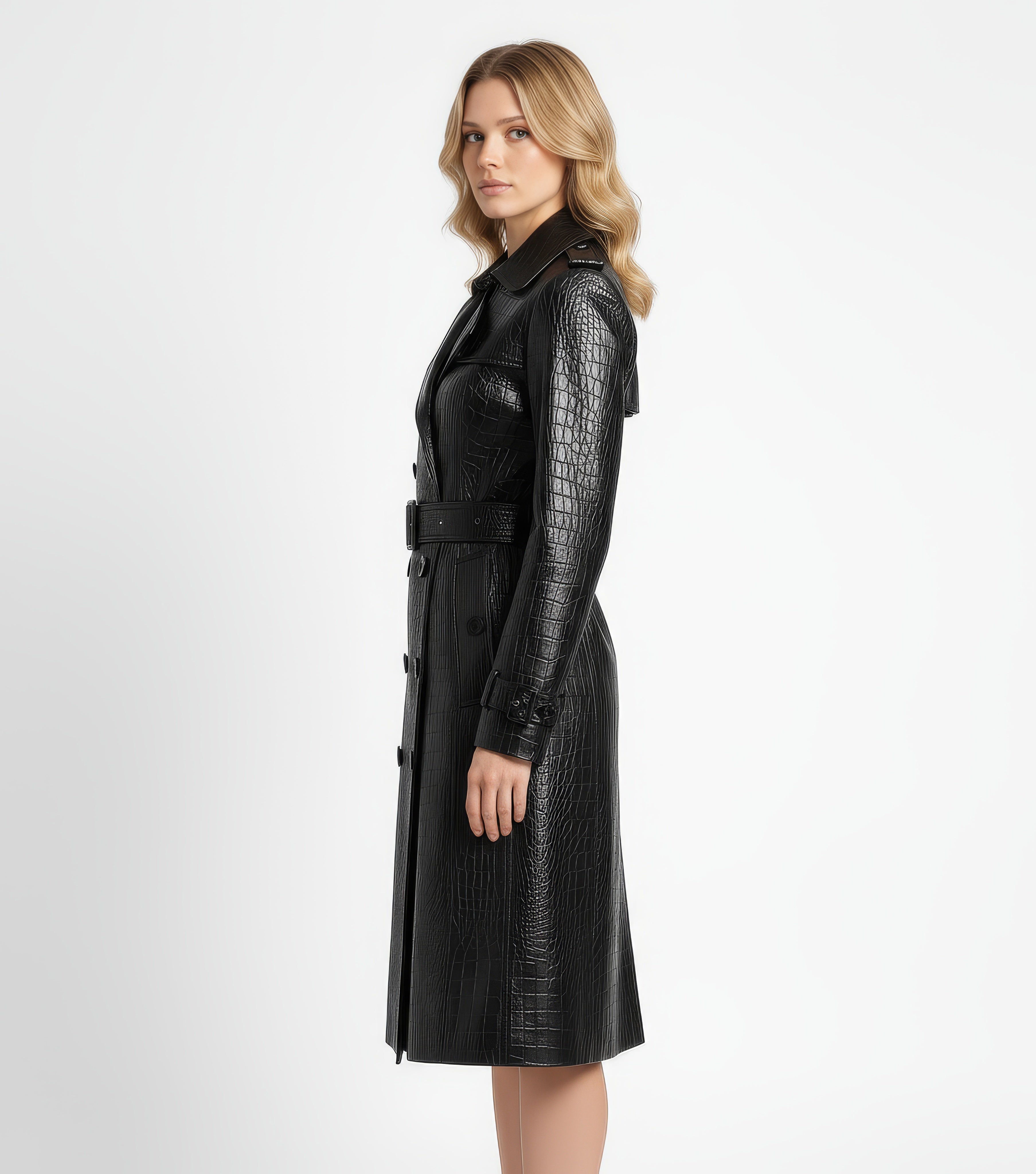 Artemis Women's Premium Full-Grain Leather Trench Coat with Belt