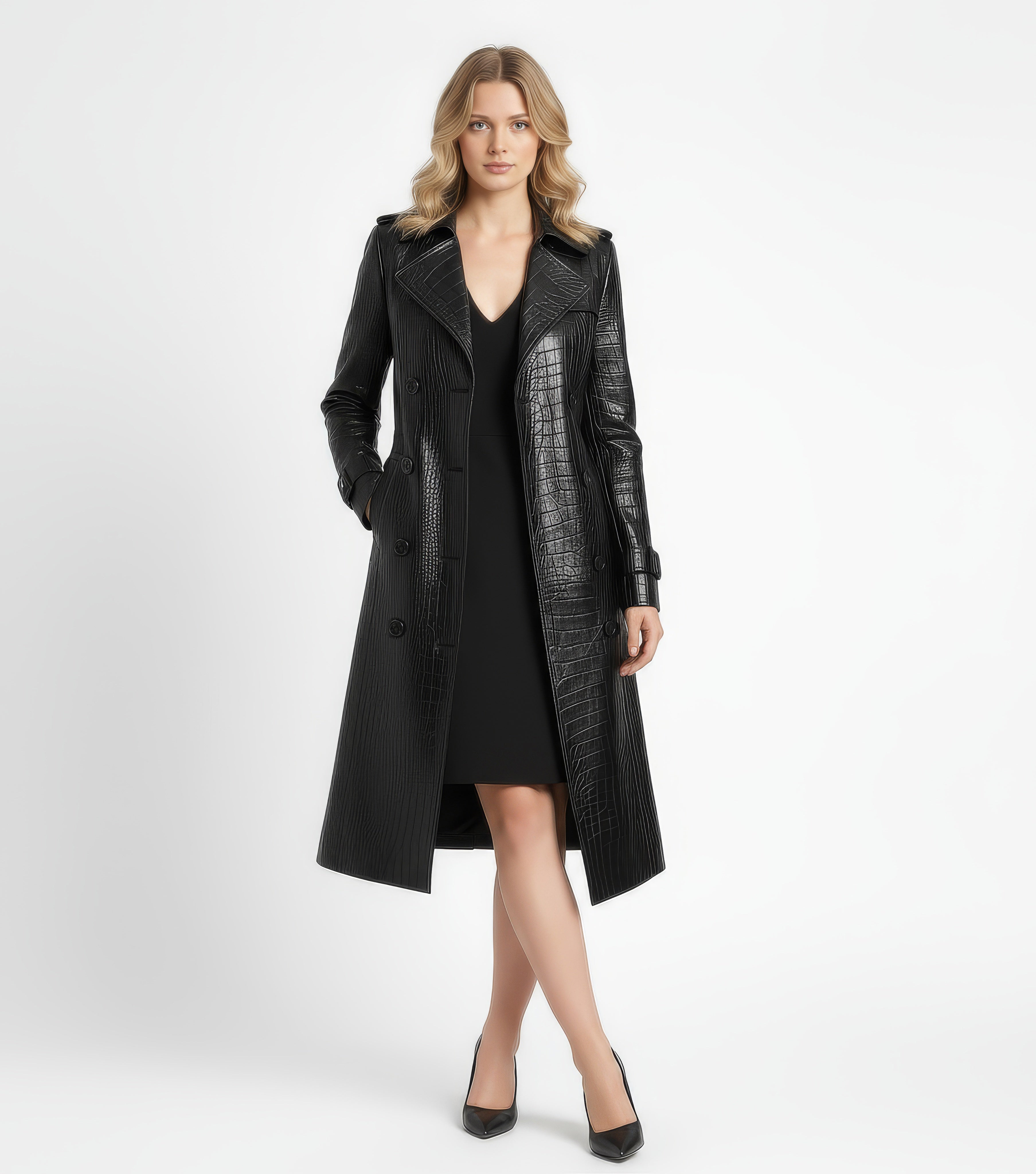 Artemis Women's Premium Full-Grain Leather Trench Coat with Belt