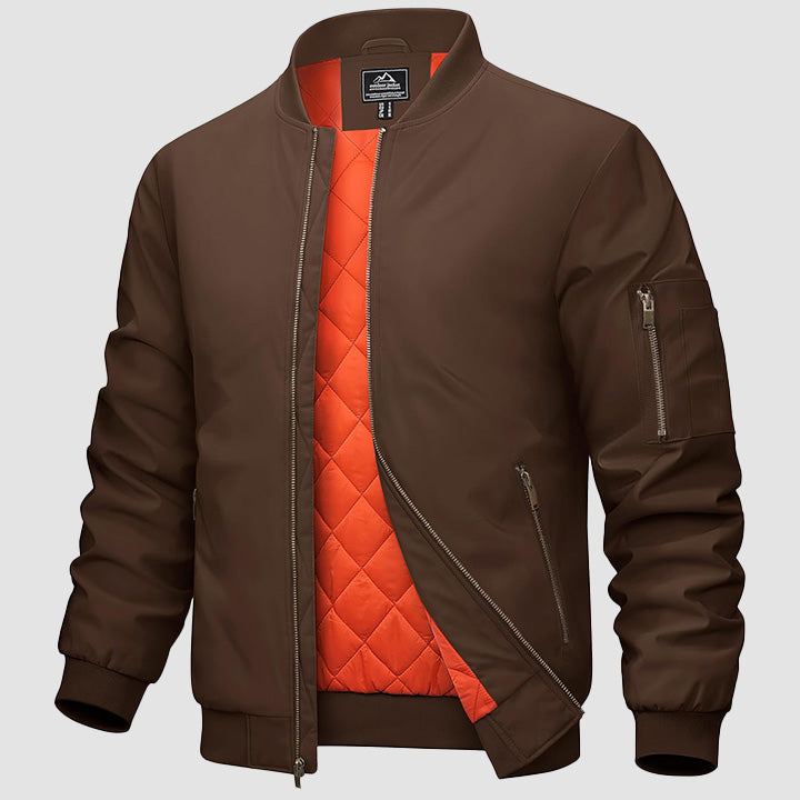 Men's Casual Zip-Up Bomber Jacket - Lightweight Windbreaker for Everyday Wear