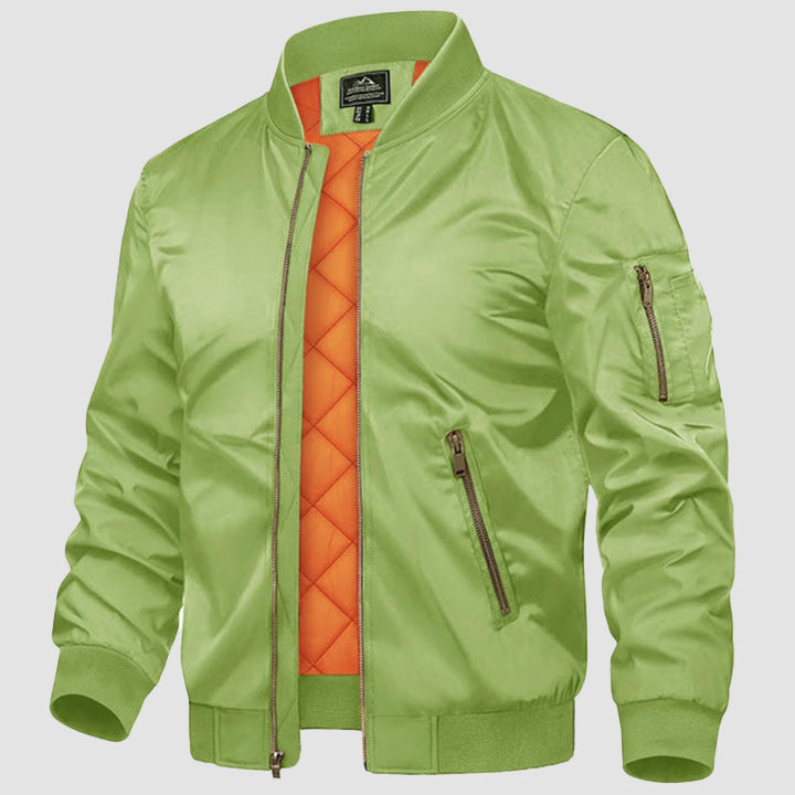 Men's Casual Zip-Up Bomber Jacket - Lightweight Windbreaker for Everyday Wear