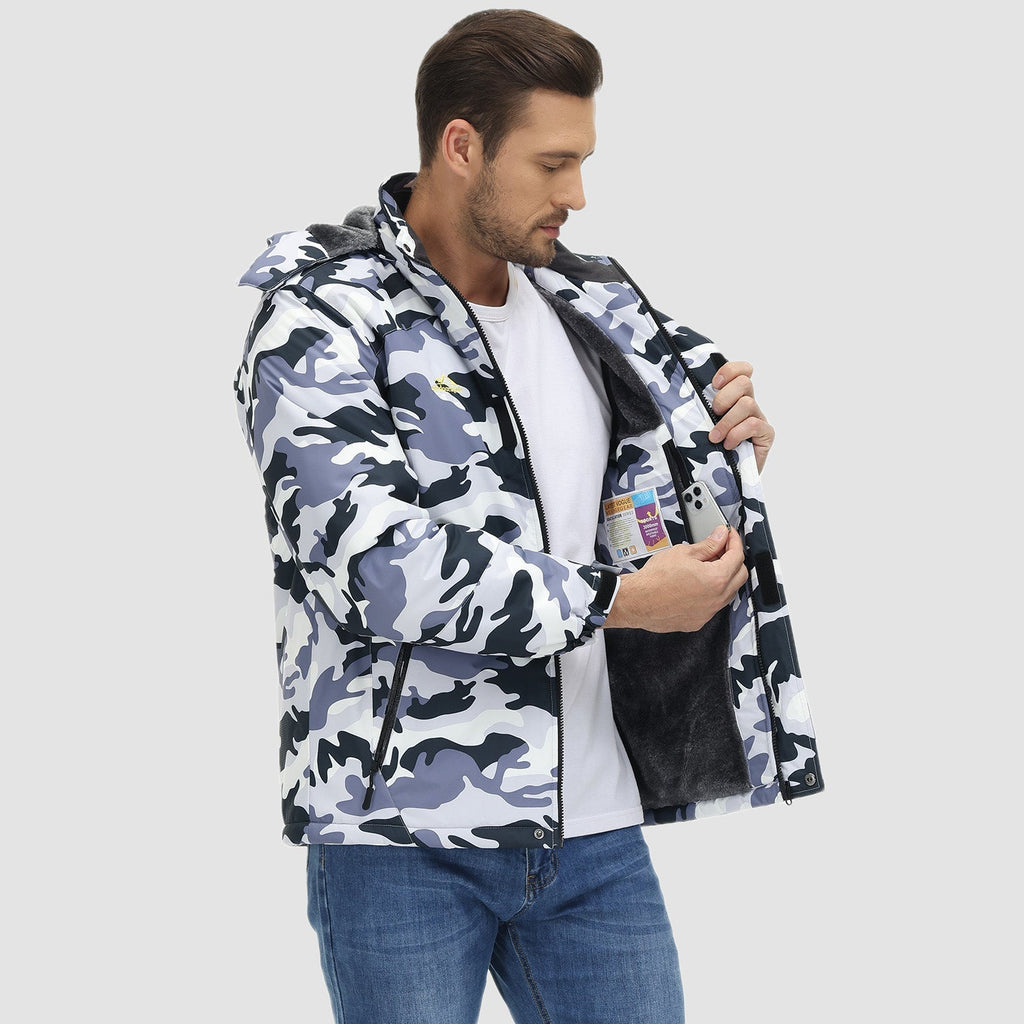 Men's Water-Repellent Winter Ski Jacket with Fleece Lining - Insulated, Breathable, and Stylish Outerwear for Cold Weather Adventures