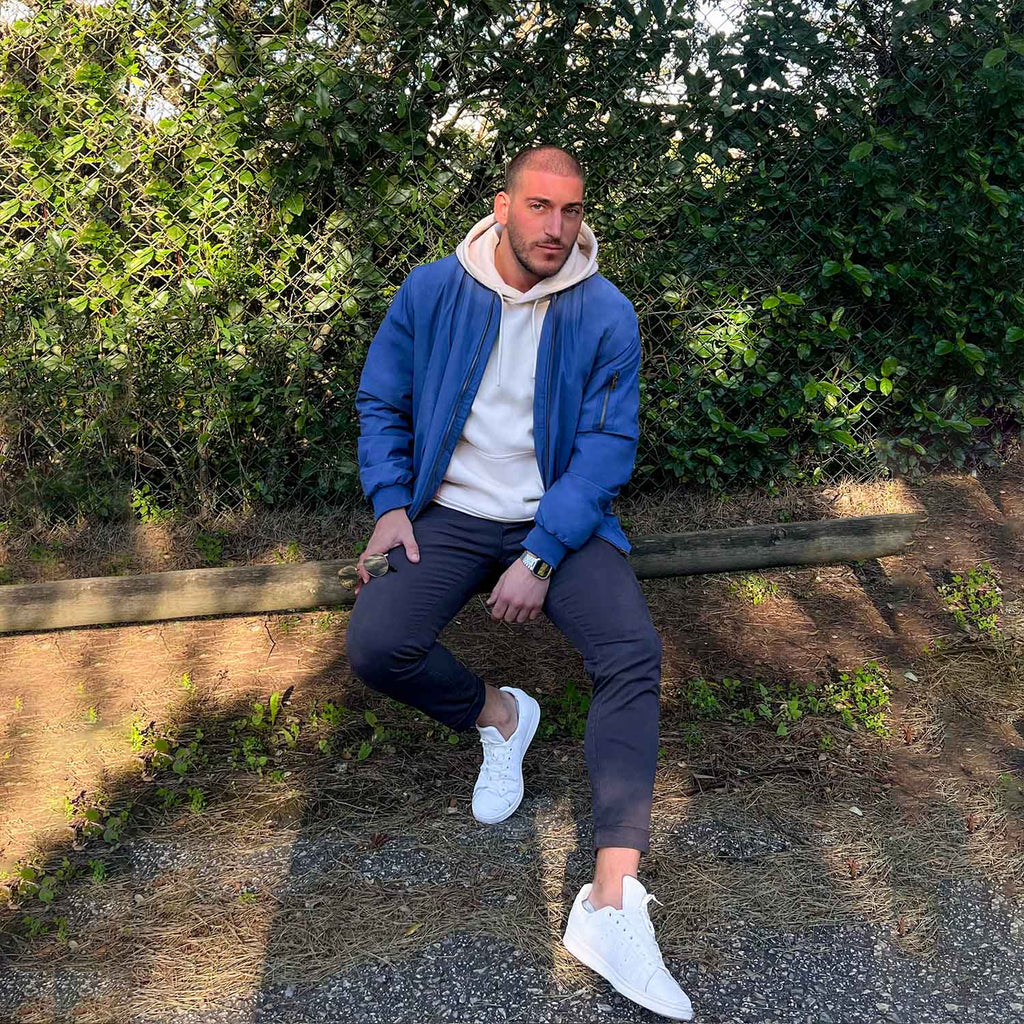 Men's Casual Zip-Up Bomber Jacket - Lightweight Windbreaker for Everyday Wear