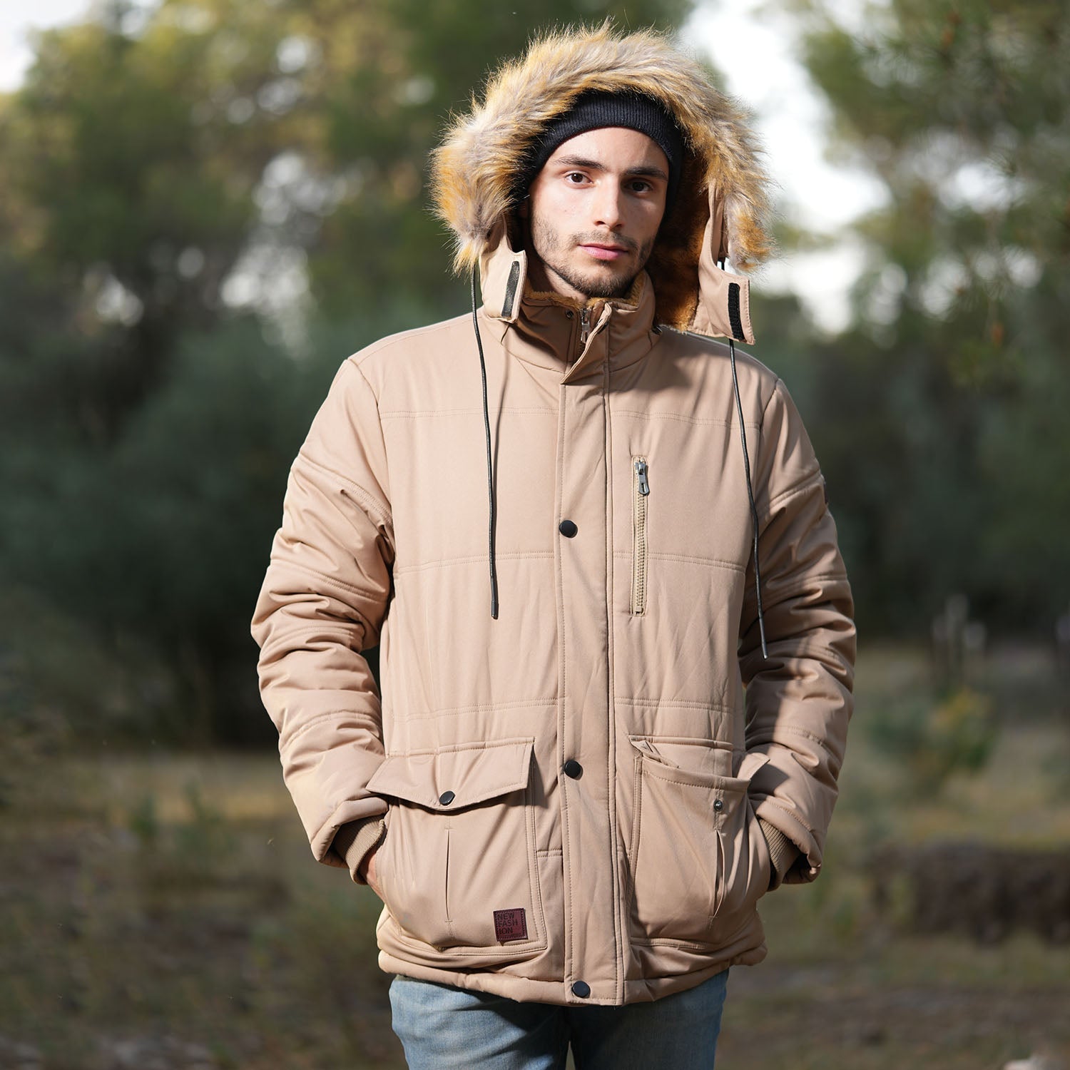 Men's Hooded Fleece-Lined Parka Jacket - Warm Puffer Coat for Ultimate Comfort and Style