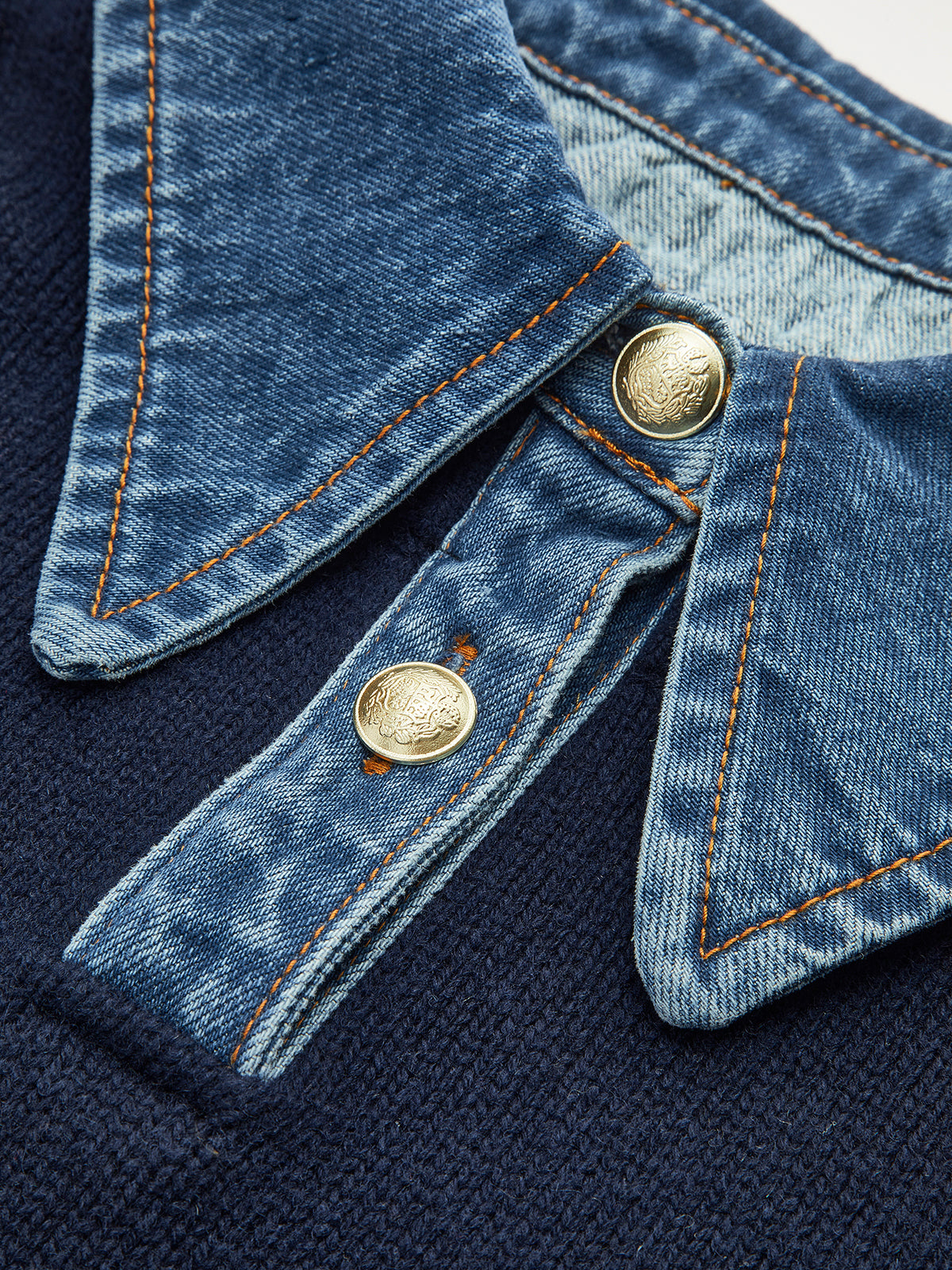 Chic 2-in-1 Panel Lapel Knit Pullover Sweater with Button Detail