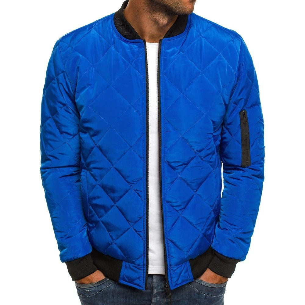 Men's Lightweight Quilted Bomber Jacket with Stylish Diamond Stitching - Perfect for All Seasons