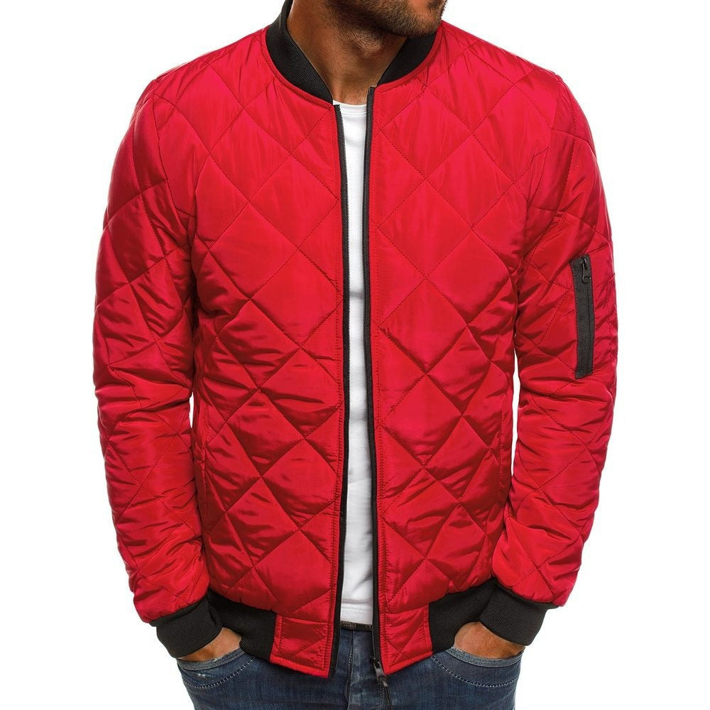 Men's Lightweight Quilted Bomber Jacket with Stylish Diamond Stitching - Perfect for All Seasons