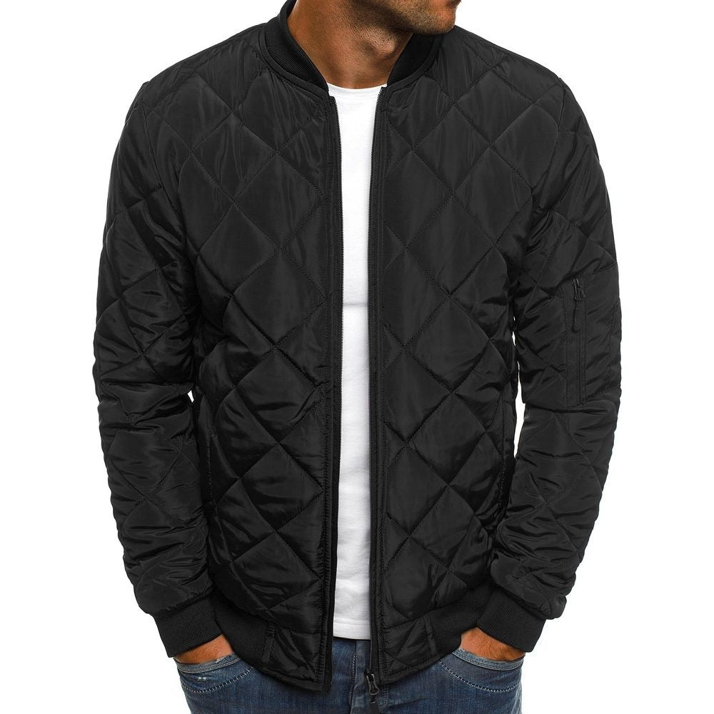 Men's Lightweight Quilted Bomber Jacket with Stylish Diamond Stitching - Perfect for All Seasons