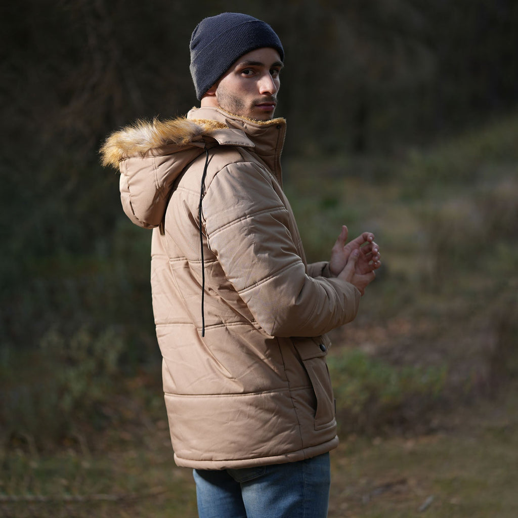 Men's Hooded Fleece-Lined Parka Jacket - Warm Puffer Coat for Ultimate Comfort and Style