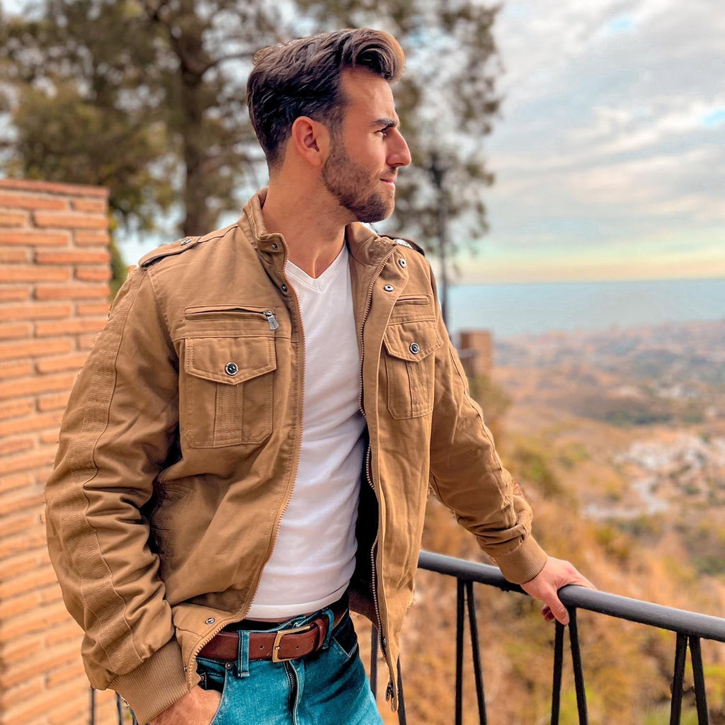 Men's Winter Tactical Cargo Jacket - Fleece Lined Military Coat for Cold Weather