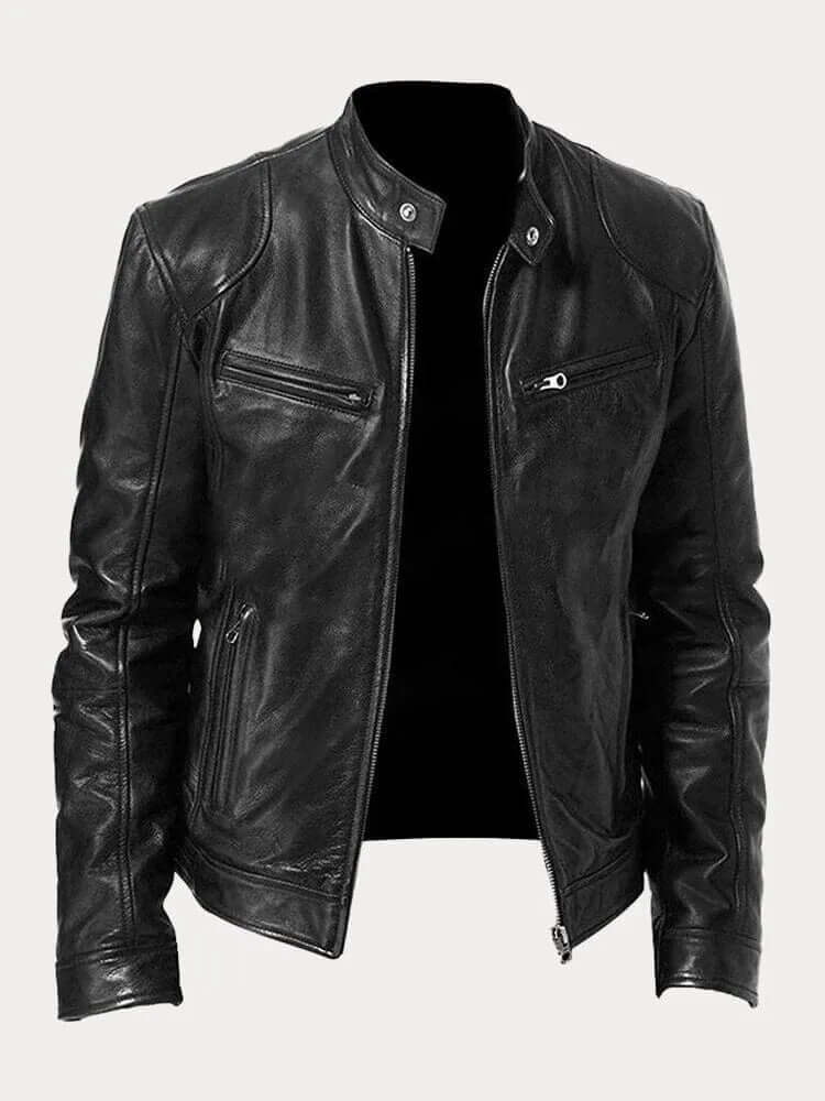 Men’s Classic Leather Jacket – Modern Biker Style, Durable All-Season Outerwear