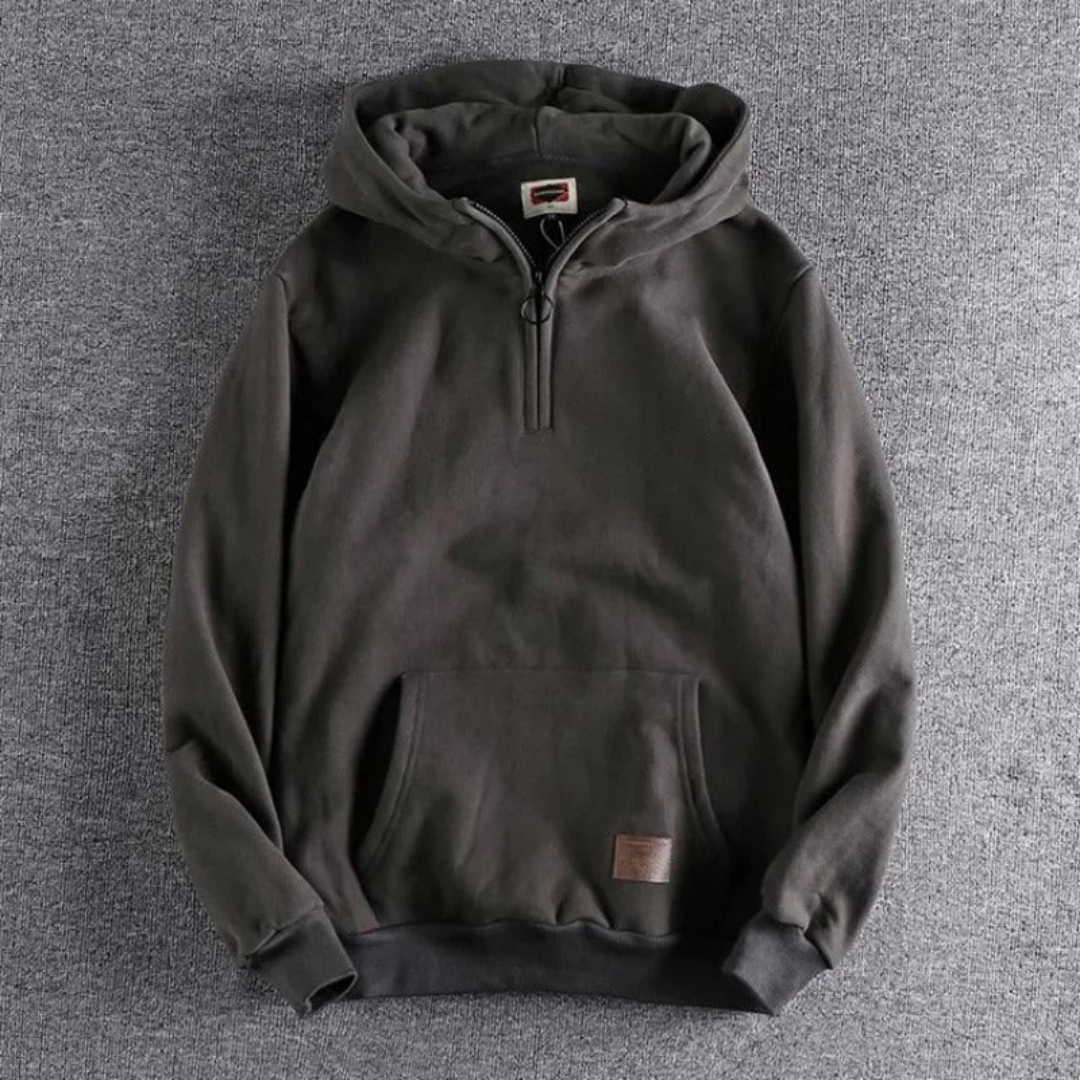 Men's Casual Half-Zip Hoodie with Kangaroo Pocket - Warm & Comfortable Fit for Everyday Wear