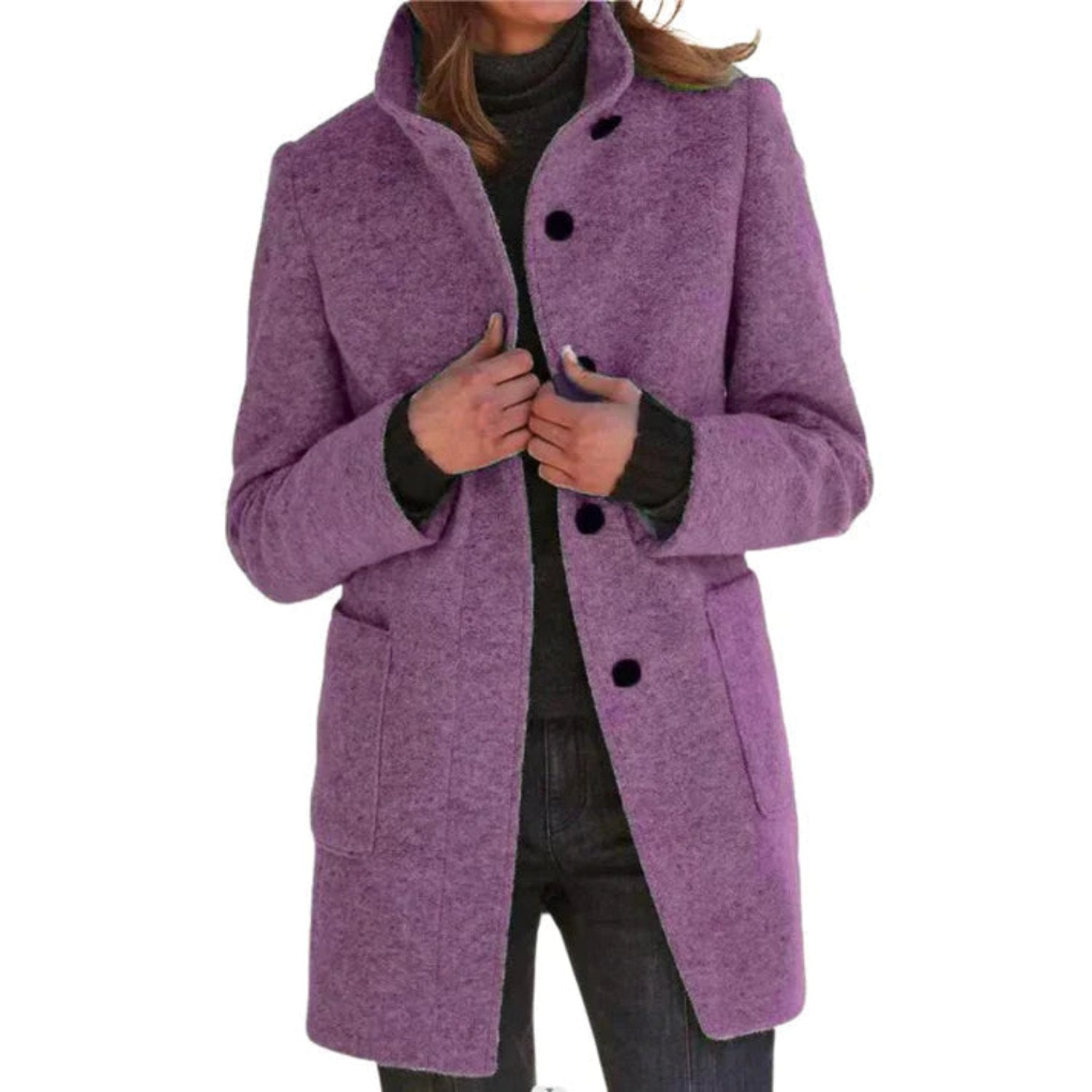 Elegant Women's Wool Coat - Tailored Fit, Single Breasted, Timeless Chic Outerwear