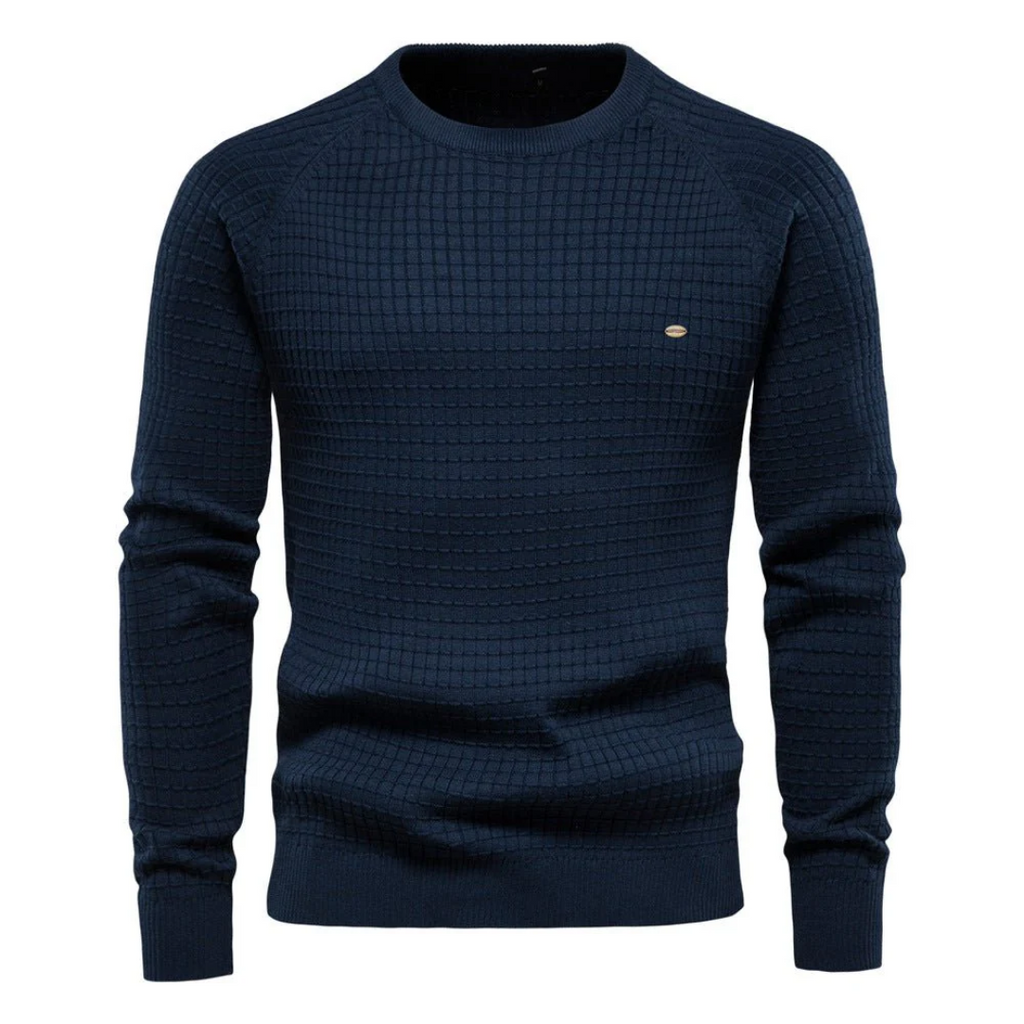 Men's Classic Slim Fit Textured Knit Crew Neck Jumper - Stylish & Comfortable Sweater for Every Occasion