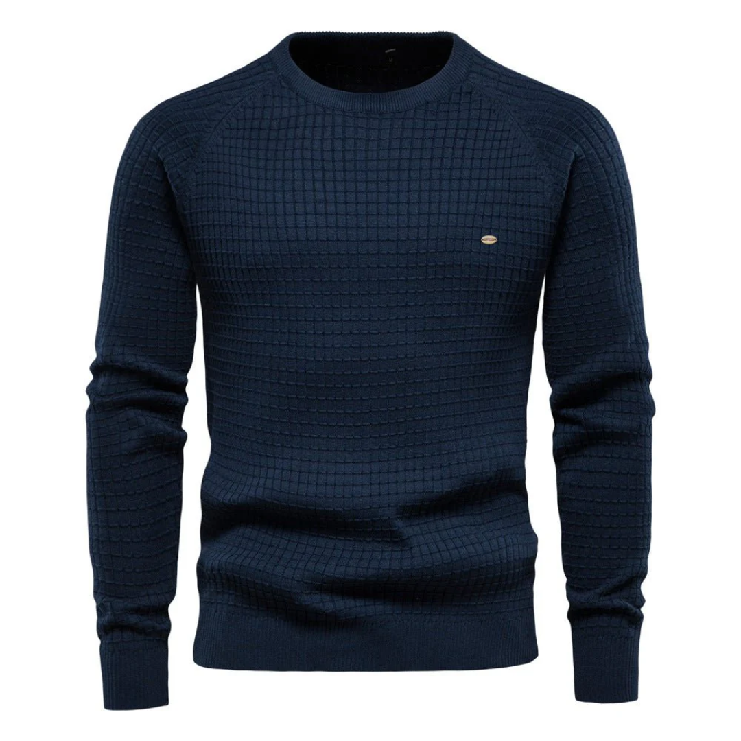 Men's Classic Slim Fit Textured Knit Crew Neck Jumper - Stylish & Comfortable Sweater for Every Occasion