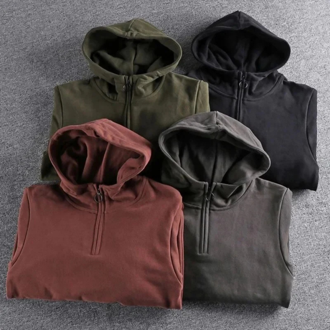Men's Casual Half-Zip Hoodie with Kangaroo Pocket - Warm & Comfortable Fit for Everyday Wear