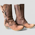 Women's Mid-Calf Winter Cowgirl Boots with Zipper & Stylish Heel - Warm, Durable & Fashionable Footwear