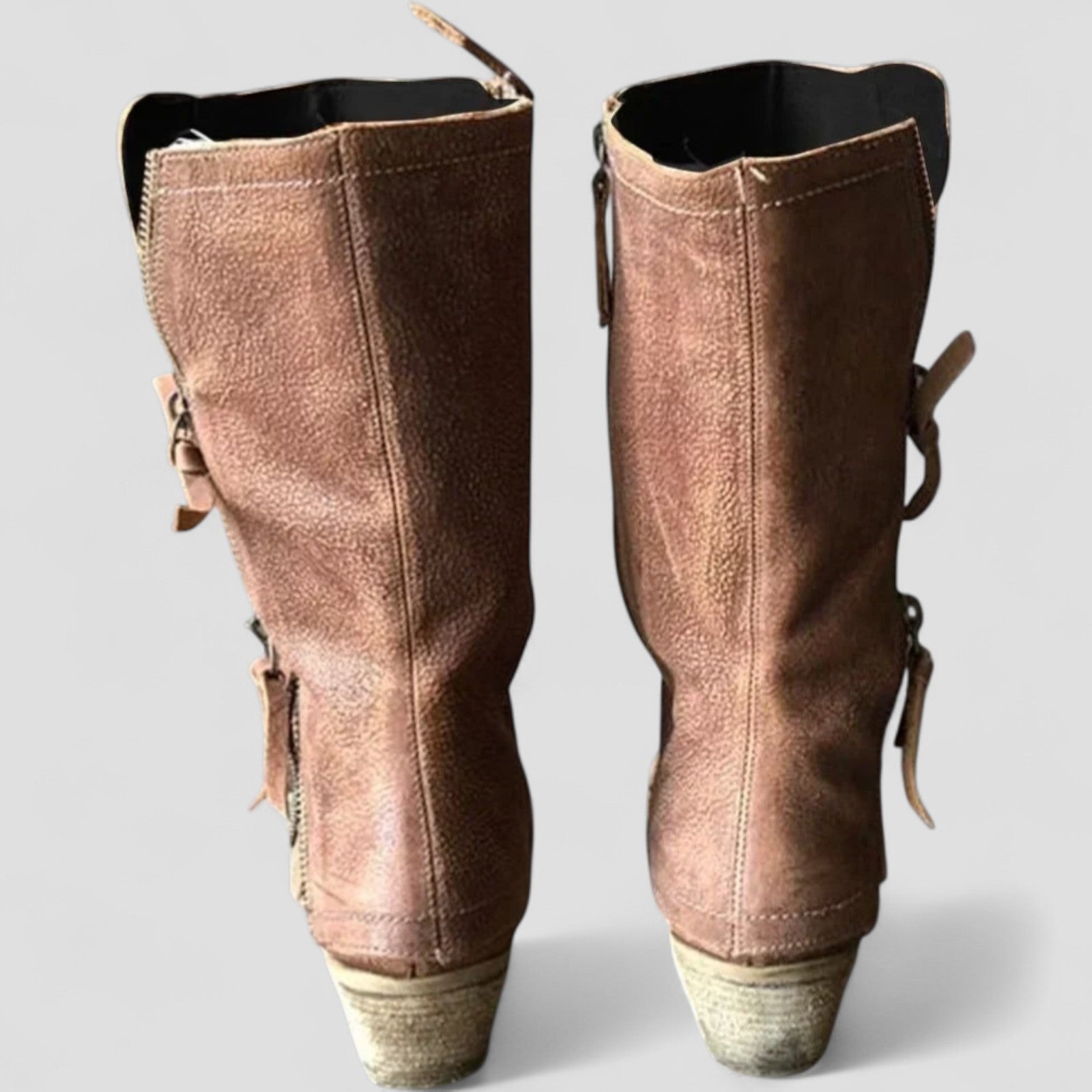 Women's Mid-Calf Winter Cowgirl Boots with Zipper & Stylish Heel - Warm, Durable & Fashionable Footwear