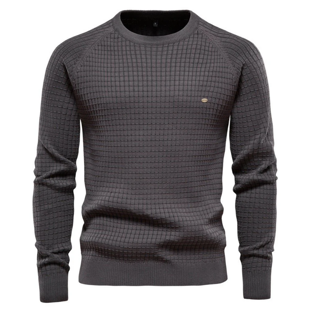 Men's Classic Slim Fit Textured Knit Crew Neck Jumper - Stylish & Comfortable Sweater for Every Occasion
