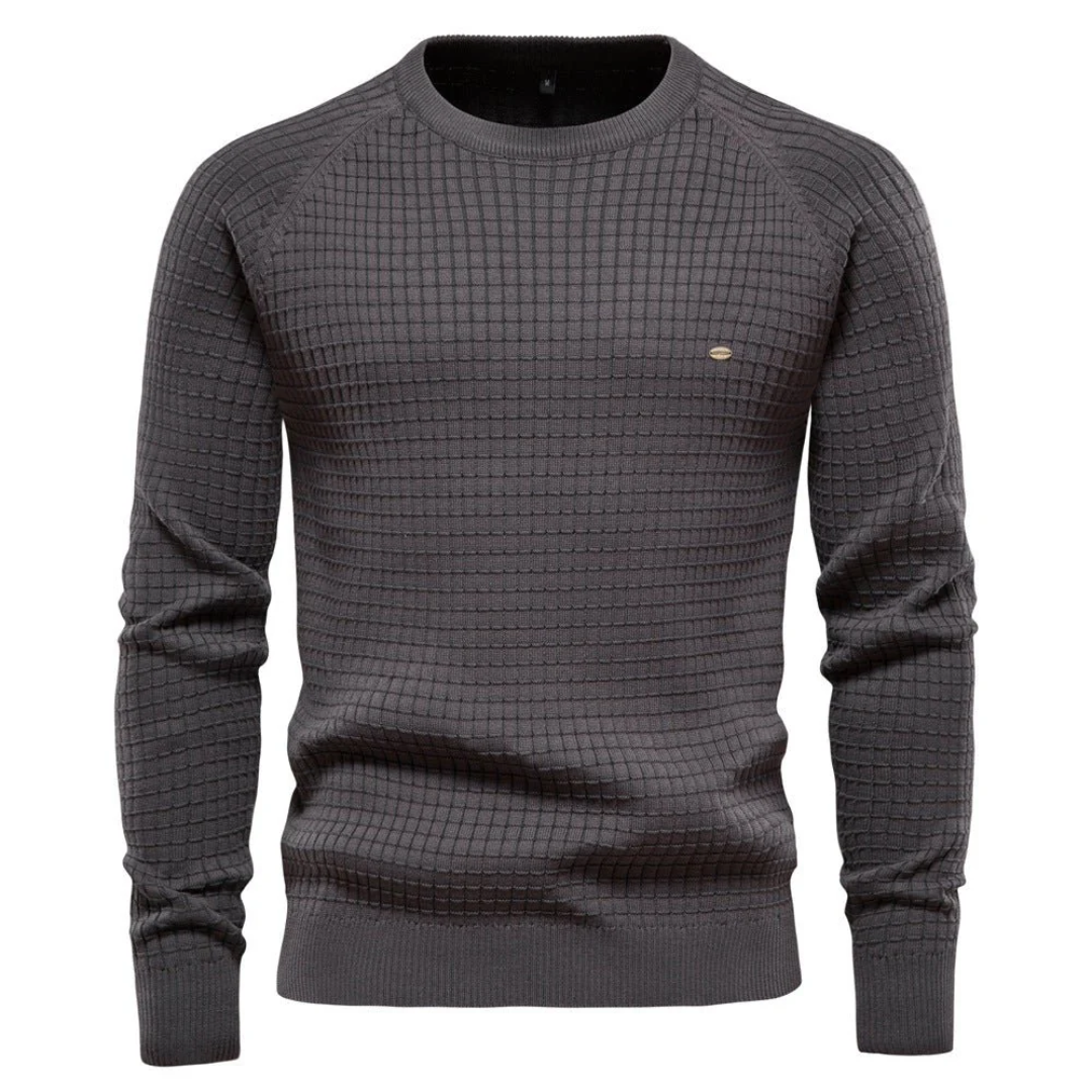 Men's Classic Slim Fit Textured Knit Crew Neck Jumper - Stylish & Comfortable Sweater for Every Occasion