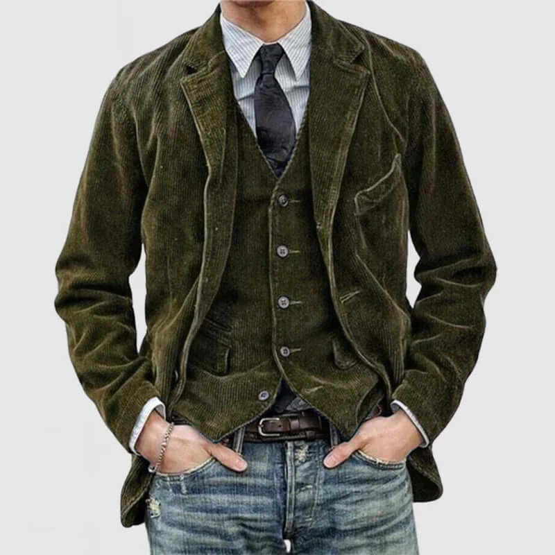 Men's Vintage Corduroy Jacket with Classic Lapel Design - Stylish & Comfortable Outerwear