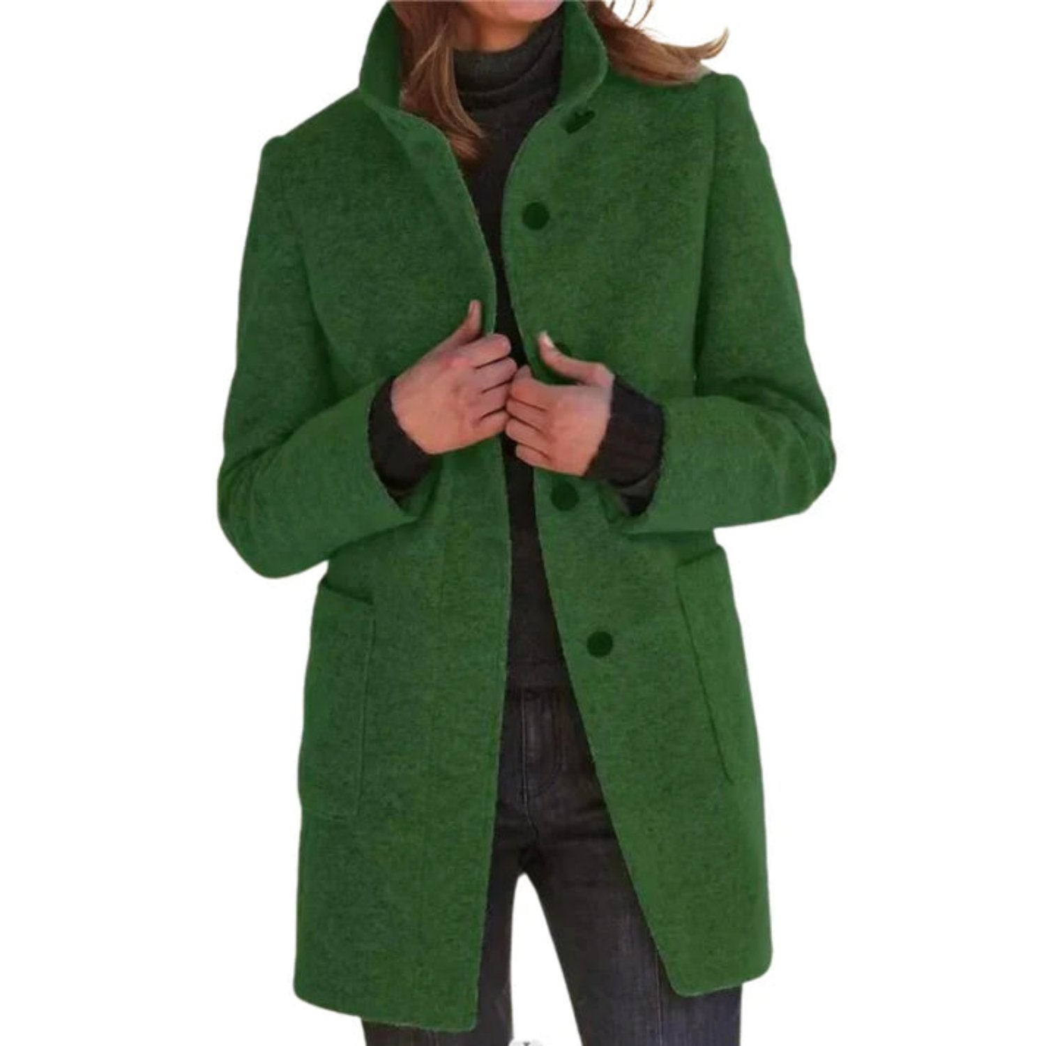 Elegant Women's Wool Coat - Tailored Fit, Single Breasted, Timeless Chic Outerwear