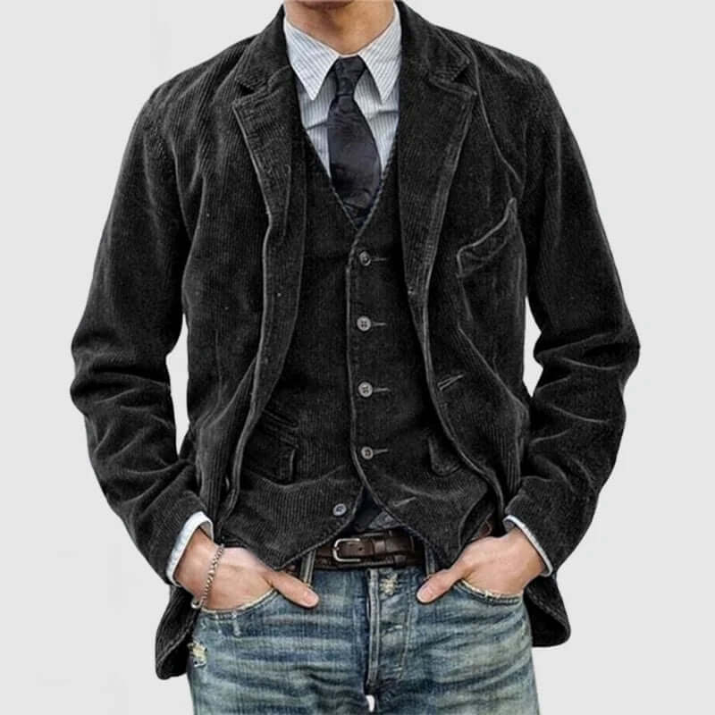 Men's Vintage Corduroy Jacket with Classic Lapel Design - Stylish & Comfortable Outerwear