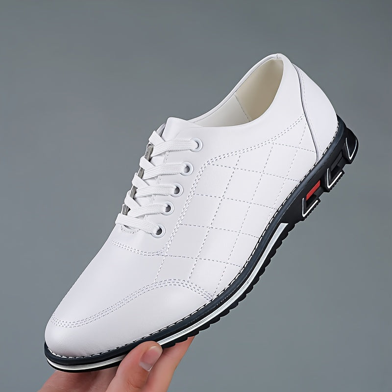 Men's Quilted Lace-Up Casual Shoes with Sport Sole - Stylish & Comfortable Footwear for Everyday Wear