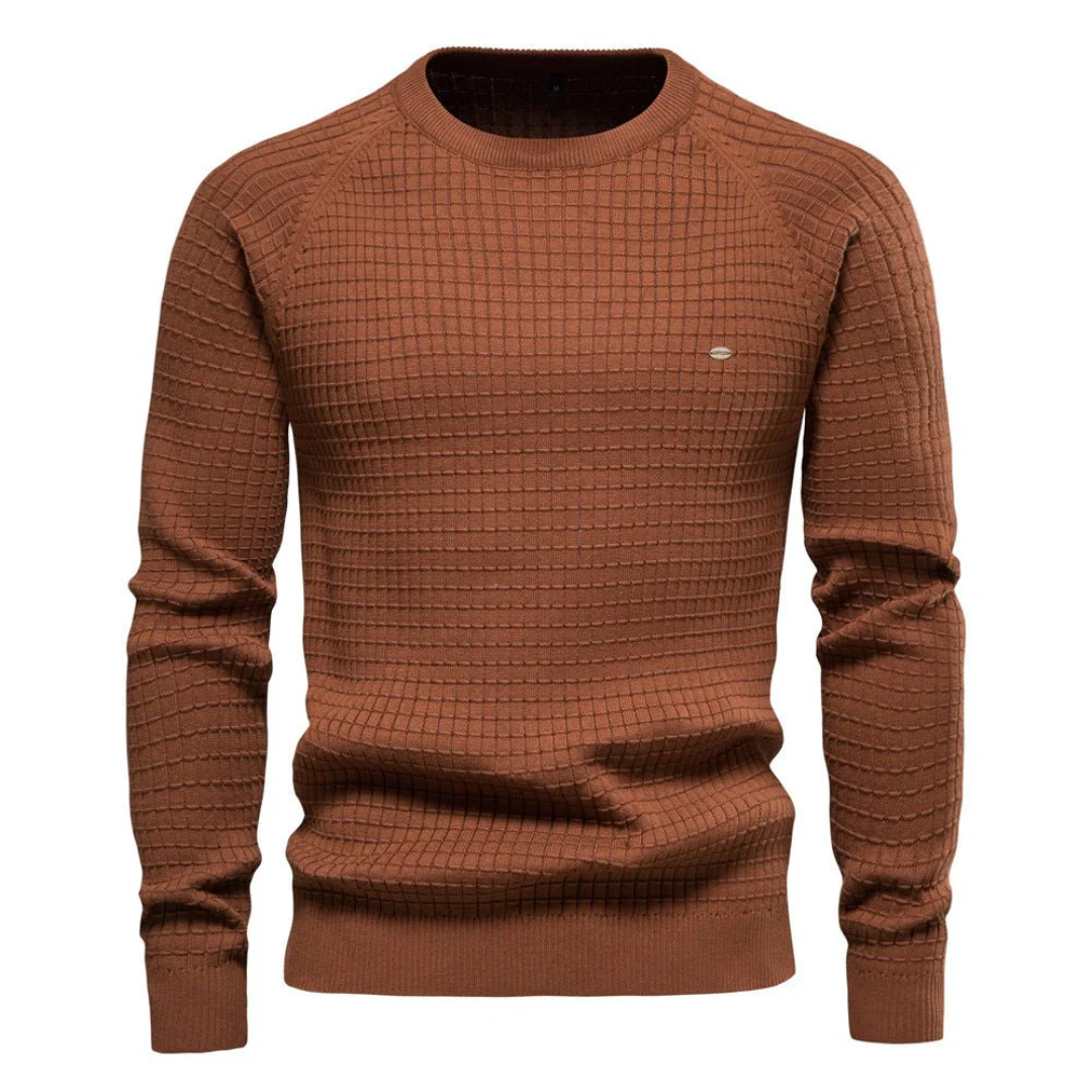 Men's Classic Slim Fit Textured Knit Crew Neck Jumper - Stylish & Comfortable Sweater for Every Occasion