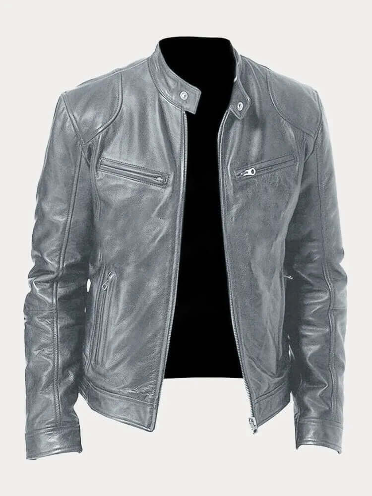 Men’s Classic Leather Jacket – Modern Biker Style, Durable All-Season Outerwear