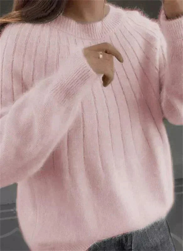 Cozy Women's Fluffy Cashmere-Feel Knitted Jumper - Soft, Stylish & Warm Sweater