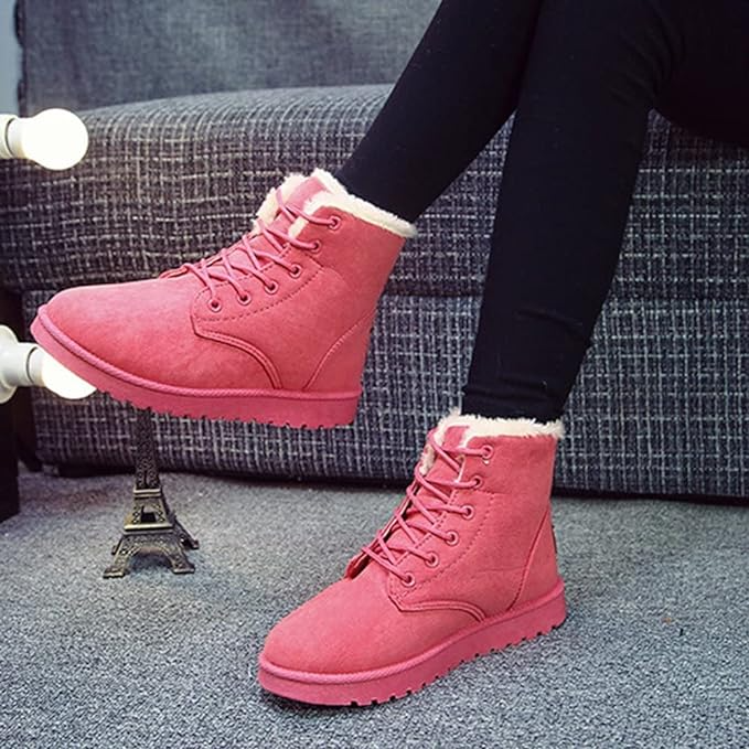 Women's Lace-Up Ankle Boots with Cozy Warm Lining & Non-Slip Sole - Stylish & Comfortable Footwear