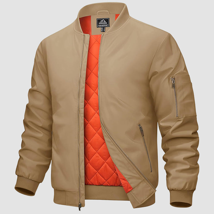 Men's Casual Zip-Up Bomber Jacket - Lightweight Windbreaker for Everyday Wear