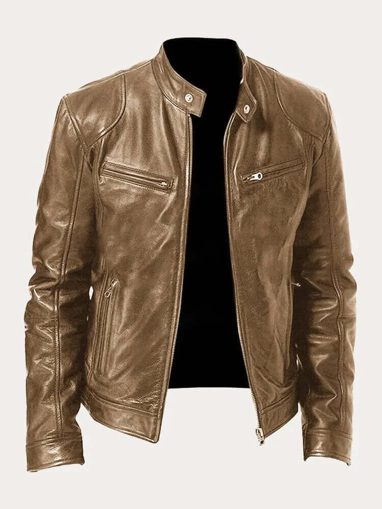 Men’s Classic Leather Jacket – Modern Biker Style, Durable All-Season Outerwear