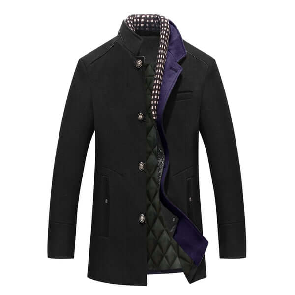 Men's Slim Fit Wool Winter Coat - Stylish & Warm Outerwear for Cold Weather