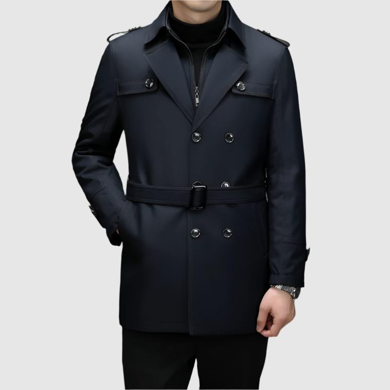 Alessandro Veneti Men's Double Breasted Windbreaker Jacket - Stylish & Weather-Resistant Outerwear