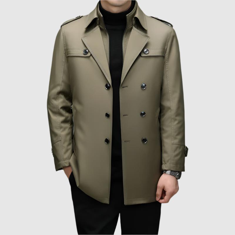 Alessandro Veneti Men's Double Breasted Windbreaker Jacket - Stylish & Weather-Resistant Outerwear
