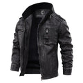 Men's Premium Leather Jacket with Stand Collar & Zippered Chest Pocket - Stylish & Durable Outerwear