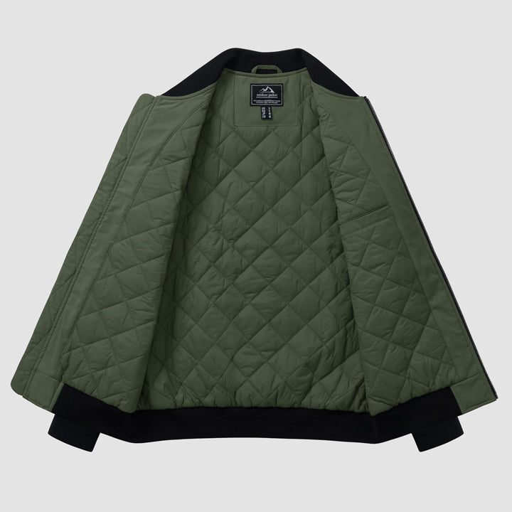 Men's Quilted Winter Bomber Jacket - Windproof Zip-Up Coat for Ultimate Warmth and Style