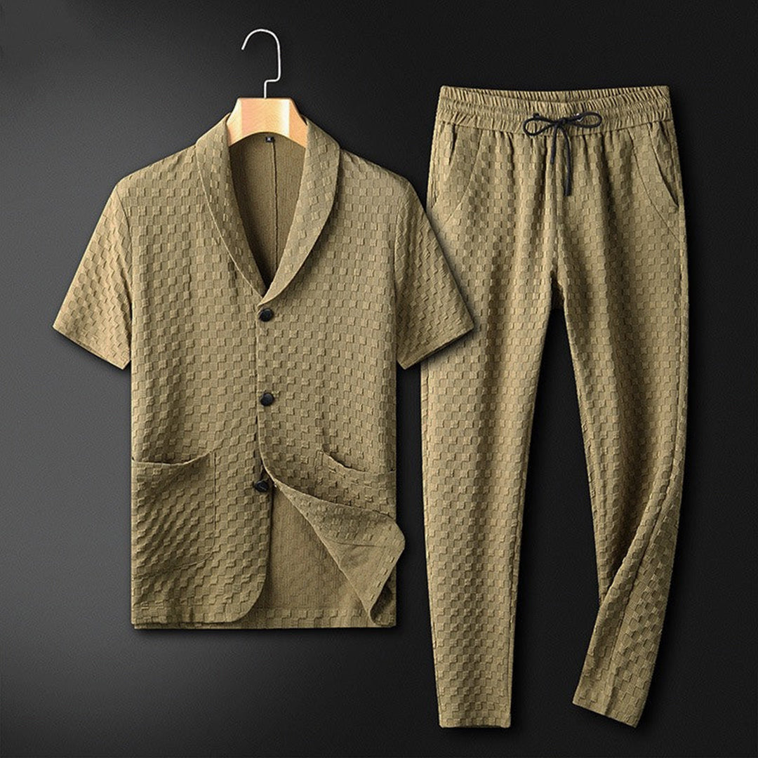 Cotton-Blend Casual Set with Drawstring Trousers