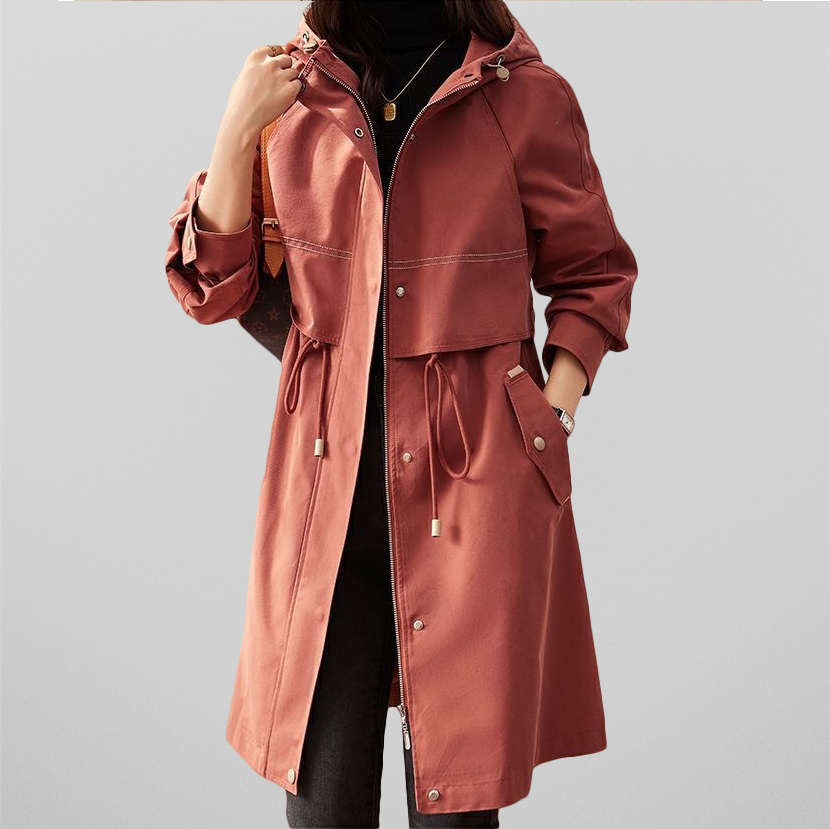 Avencea Elegance Women's Red Hooded Jacket - Stylish & Comfortable Outerwear for All Seasons