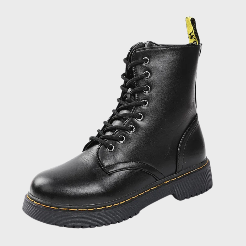 Women's Lace-Up Combat Boots with Durable Sole & Side Zipper - Stylish & Comfortable Footwear for Everyday Wear