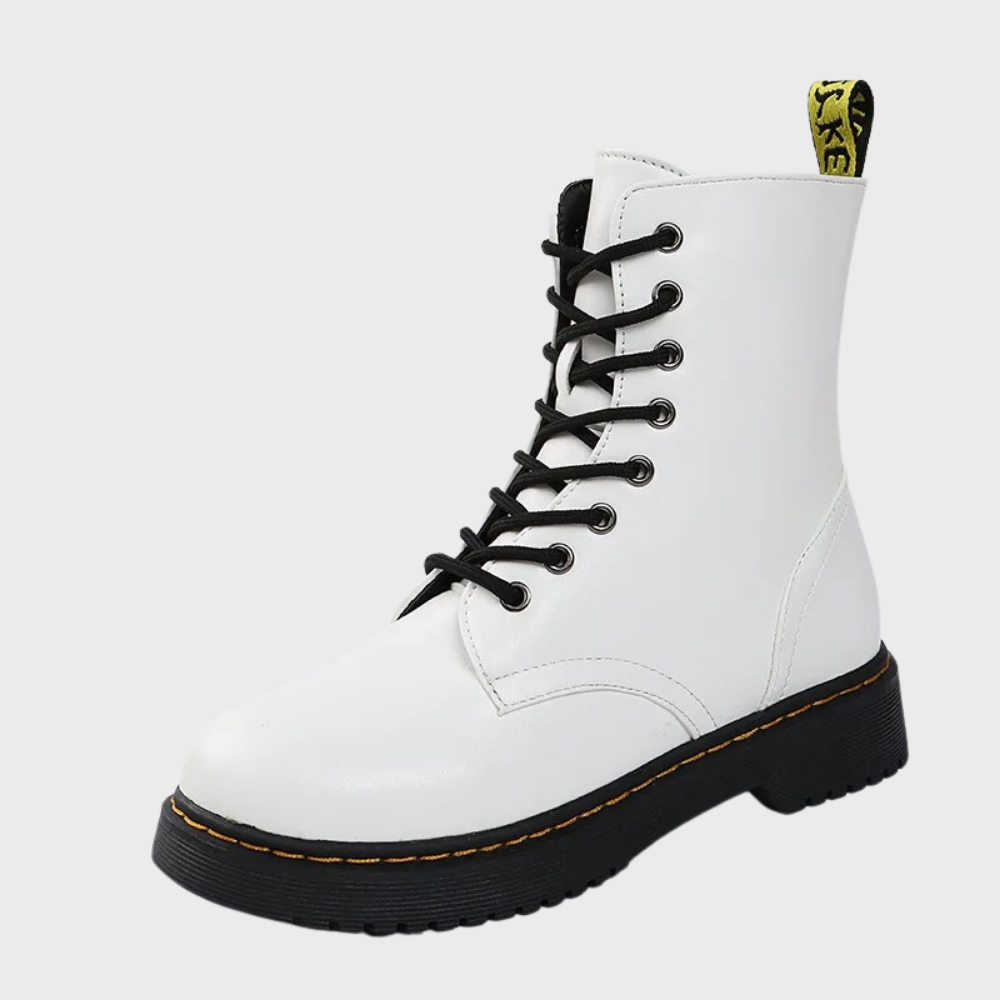 Women's Lace-Up Combat Boots with Durable Sole & Side Zipper - Stylish & Comfortable Footwear for Everyday Wear