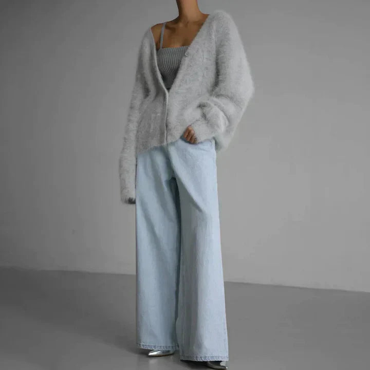 Cashmere Blend Open Front Cardigan