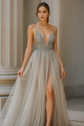 Elegant Dress Crystal Embellished Tulle Evening Gown