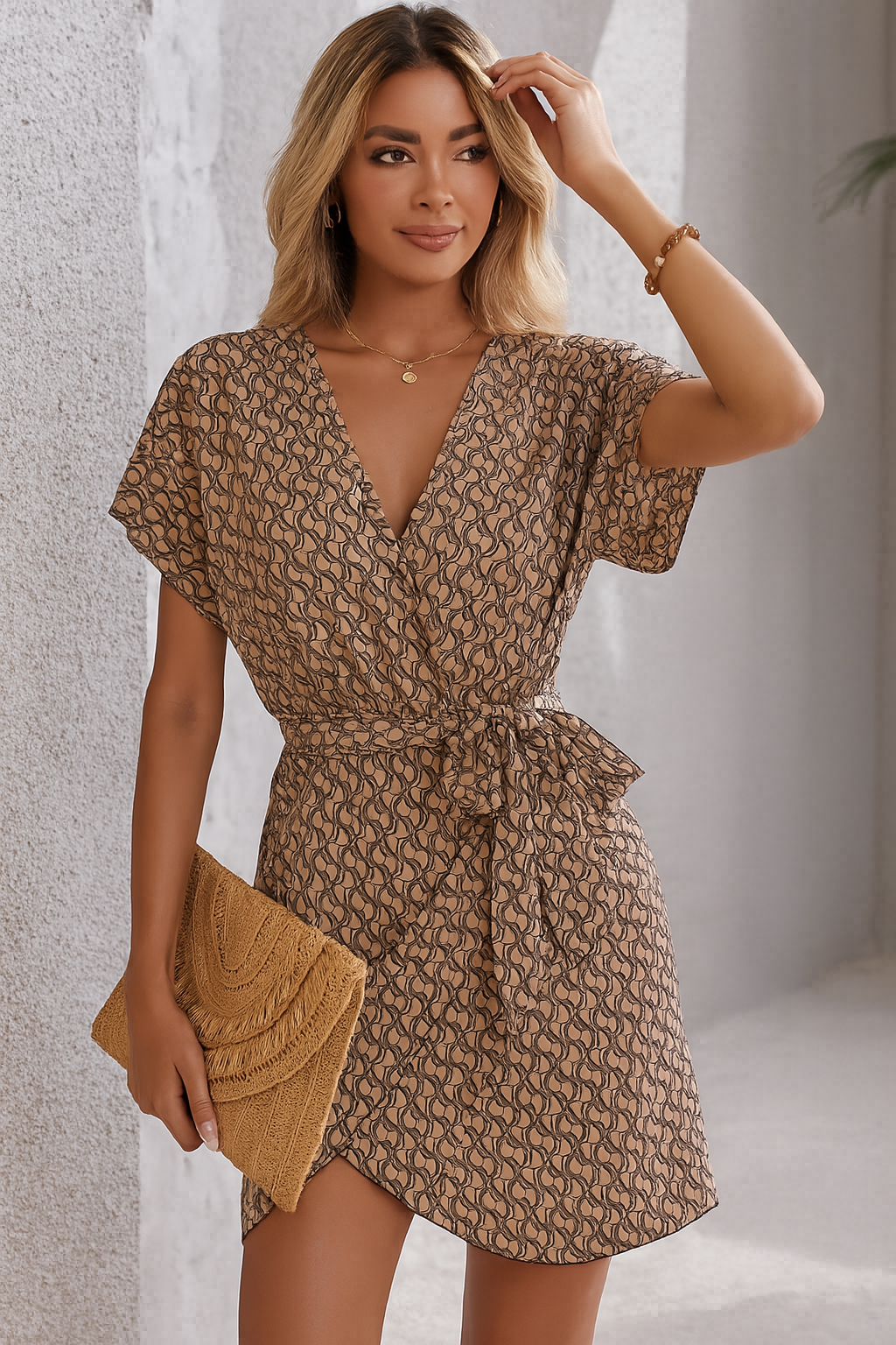 Effortless Elegance Printed Mini Dress