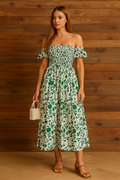 Floral Midi Dress Green
