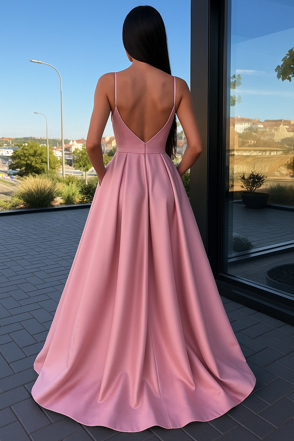 Elegant Dress Satin Evening Gown with Front Slit