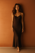 Elegant Chocolate Brown Bodycon Maxi Dress