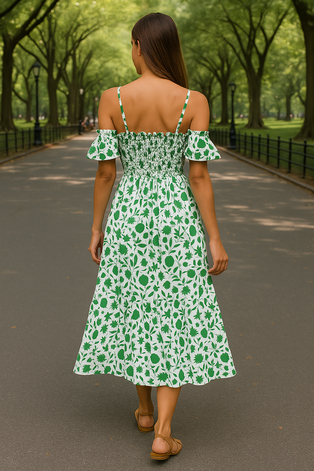 Floral Midi Dress Green