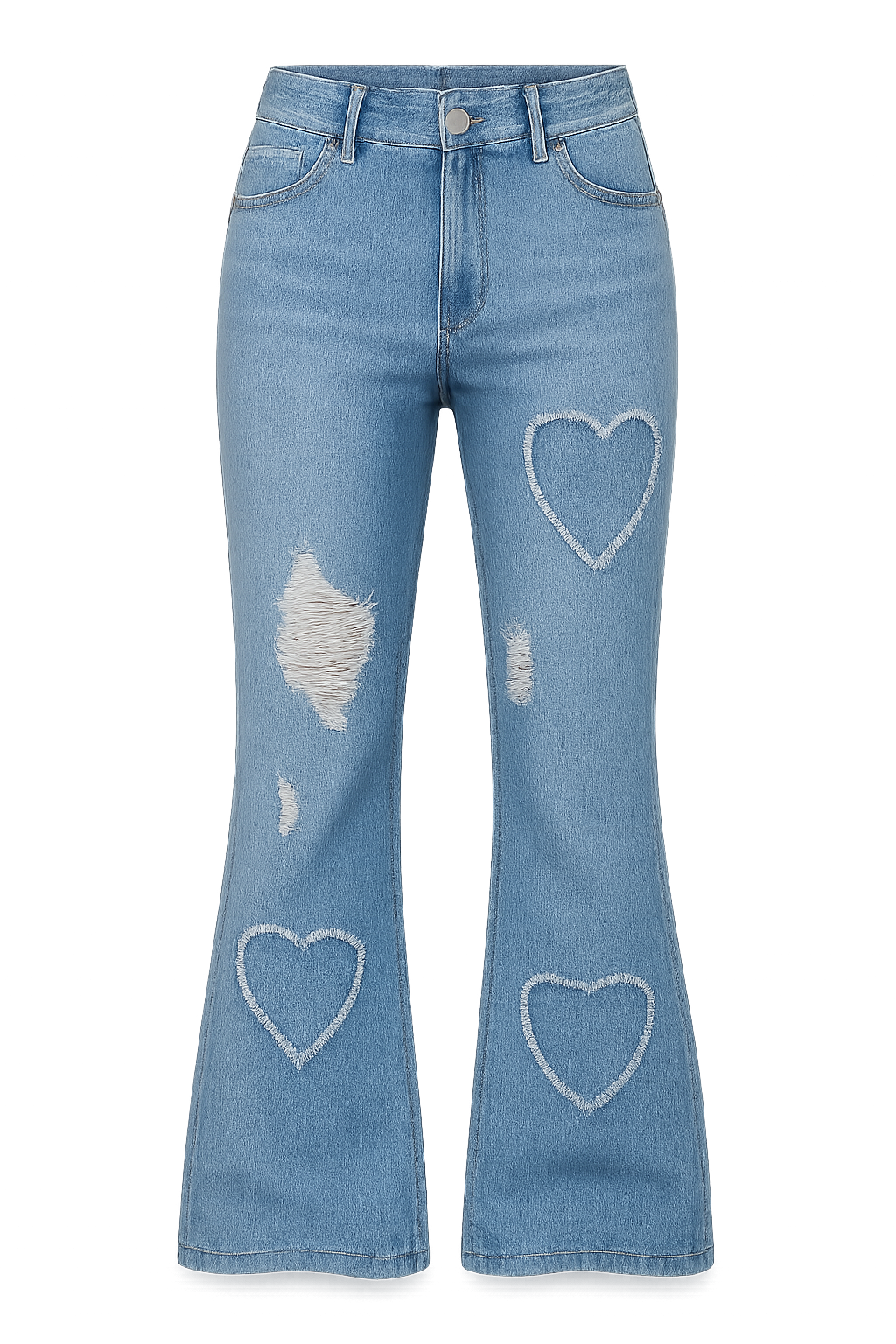 2025 Women's Distressed Jeans with Embroidered Patches - High Elasticity, Fashionable & Versatile Comfortable Denim